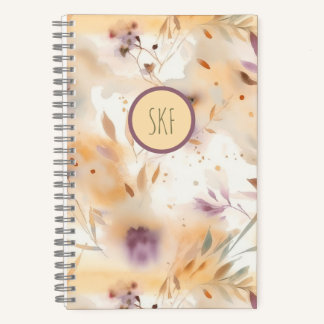 Cahier à monogramme floral aquarelle