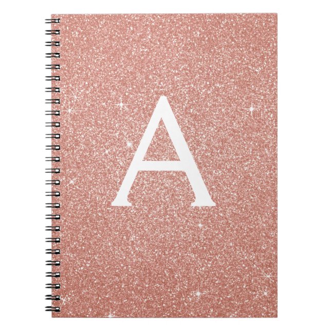 Cahier à monogramme rose gold pailleté (Devant)