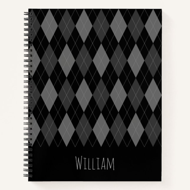Cahier à motif Argyle gris et noir (Devant)