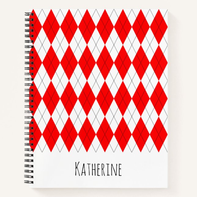 Cahier à motif Argyle rouge et blanc (Devant)