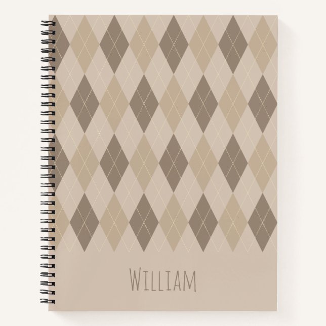 Cahier à motif Argyle tons beige (Devant)