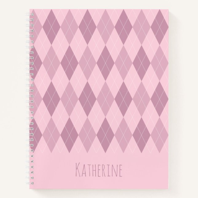 Cahier à motif Argyle Tons Rose (Devant)