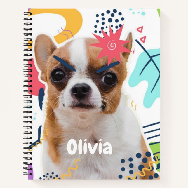 Cahier à motif de chiot mignon – Personnalisé  (Devant)