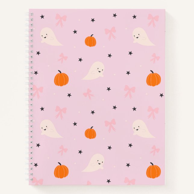 Cahier à motif de fantôme Halloween rose mignon (Devant)