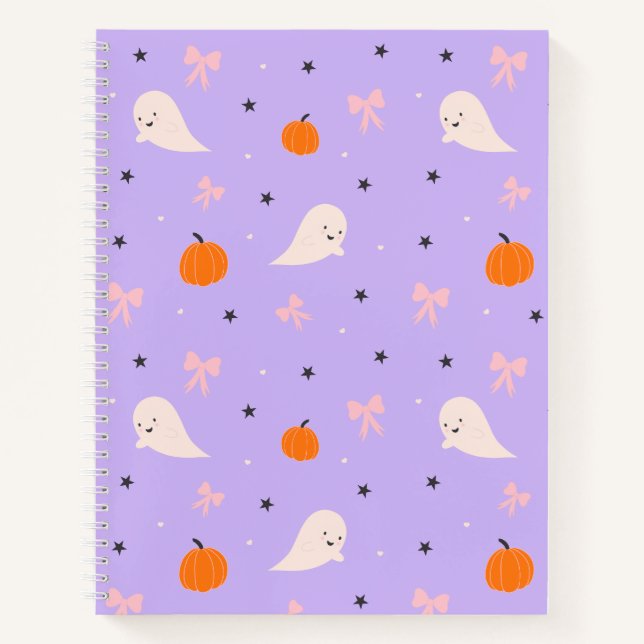 Cahier à motif de fantôme Halloween violet mignon (Devant)