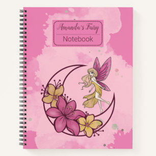 Cahier à motif de jolie fée fantaisiste sur la lun