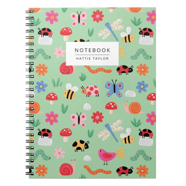 Cahier à motif de jolis insectes à la menthe (Devant)