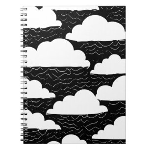 Cahier à motif de nuages noir et blanc