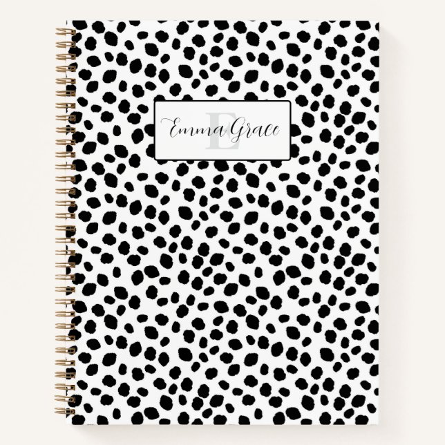 Cahier à motif de taches de dalmatien noir et blan (Devant)
