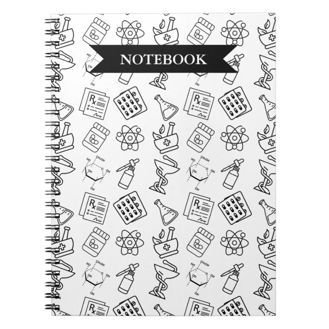 Cahier à motif d'icônes de pharmacie professionnel (Devant)