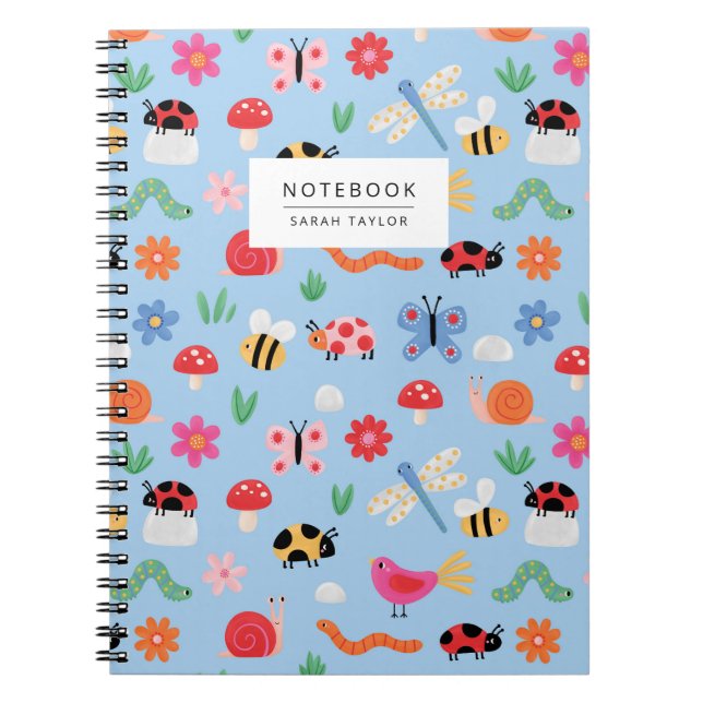 Cahier à motif d'insectes colorés (Devant)