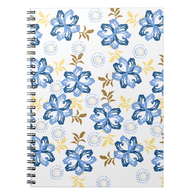 Cahier à motif floral bleu et or (Devant)