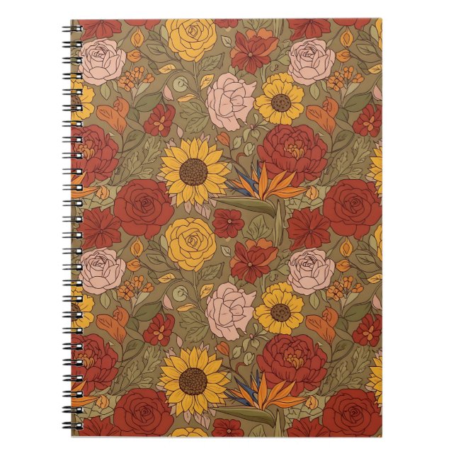 Cahier à motif floral chaud (Devant)