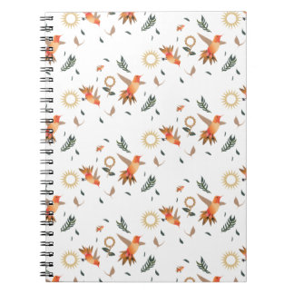 Cahier à motif floral de colibri d'automne