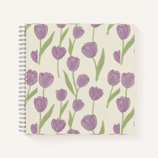 Cahier à motif floral Tulipe Violette - Journal mi