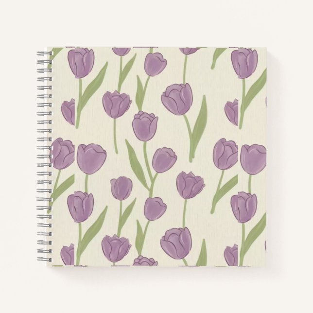 Cahier à motif floral Tulipe Violette - Journal mi (Devant)