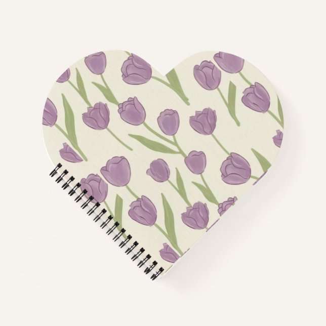 Cahier à motif floral Tulipe Violette - Journal mi (Devant)