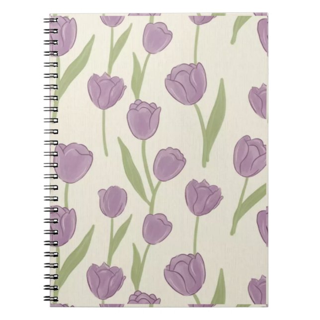 Cahier à motif floral Tulipe Violette - Journal mi (Devant)