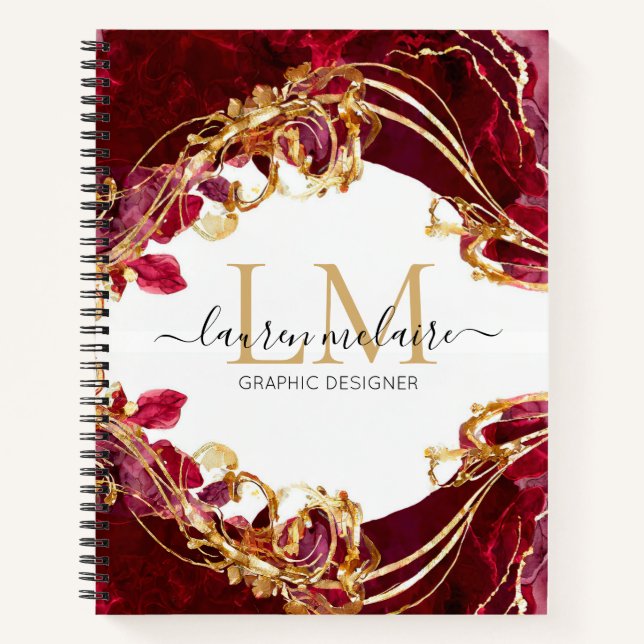 Cahier à motif monogramme nom en écriture cursive  (Devant)
