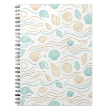 Cahier à motif pastel de coquillages côtiers éléga