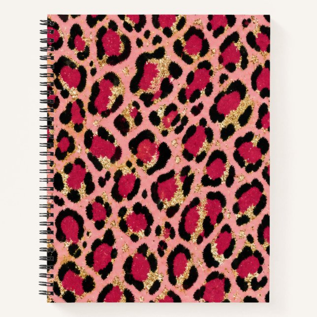Cahier à motifs léopard rose et or (Devant)