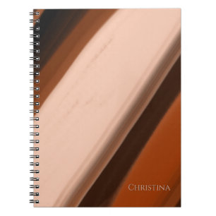 Cahier à nom personnalisé Faux bois rayé fantaisie