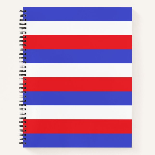 Cahier à rayures bleues rouges et blanches Beau (Devant)