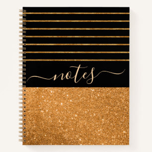 Cahier à rayures or noir motif
