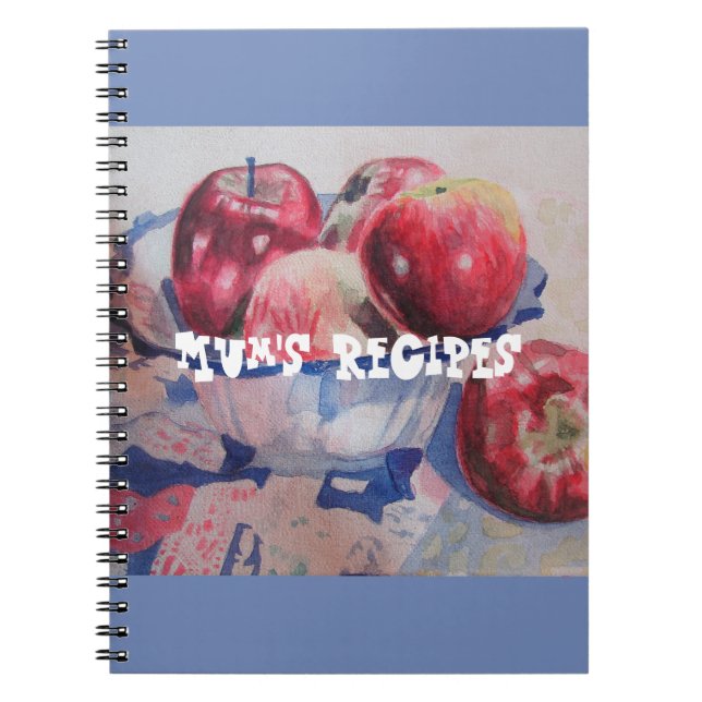 Cahier à recettes de maman Pomme rouge aquarelle (Devant)