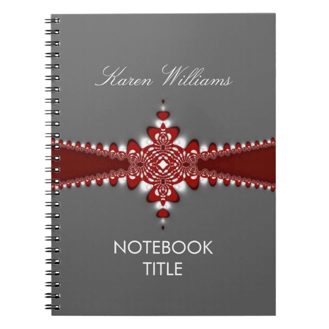 Cahier à reliure ruban rouge royal argent (Devant)