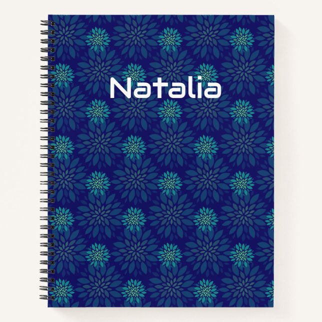 Cahier à reliure spirale à motif floral (Devant)