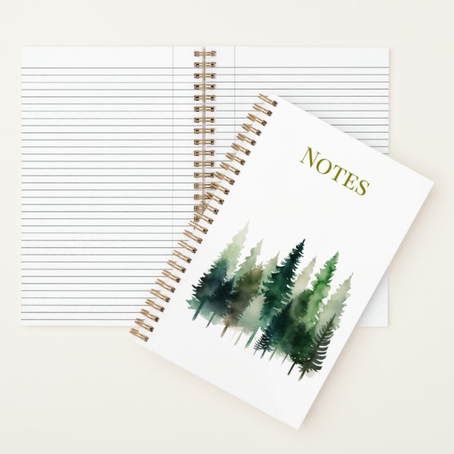 Cahier à reliure spirale aquarelle Pins  (À l'intérieur)