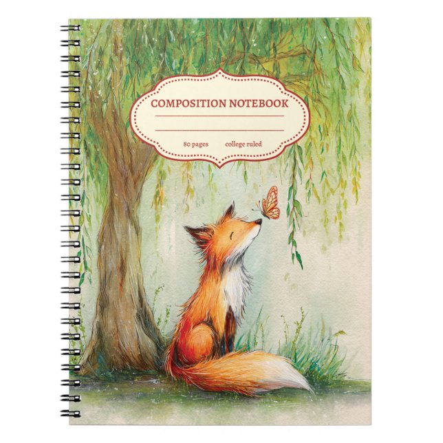 Cahier à reliure spirale aquarelle Renard et Papil (Devant)