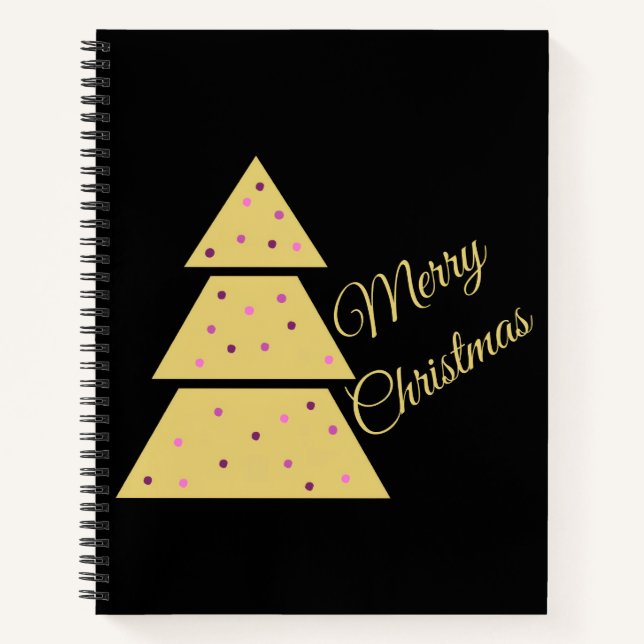 Cahier à reliure spirale Arbre de Noël doré (Devant)