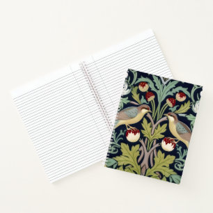 Cahier à reliure spirale - Art nouveau oiseaux flo