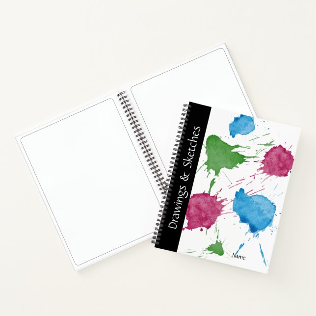 Cahier à reliure spirale aux éclaboussures de pein (Intérieur)