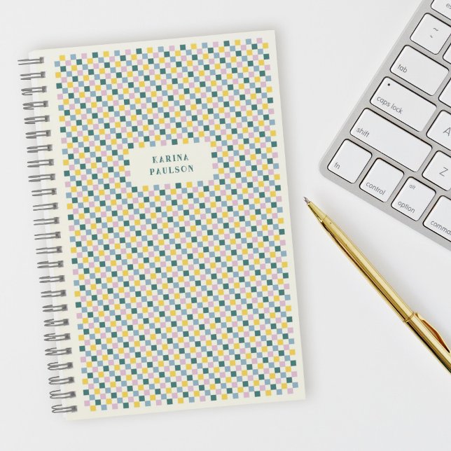 Cahier à reliure spirale avec cadre damier - sarce (Créateur téléchargé)