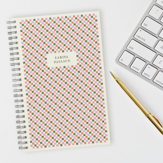 Cahier à reliure spirale avec cadre damier - Vert (Créateur téléchargé)
