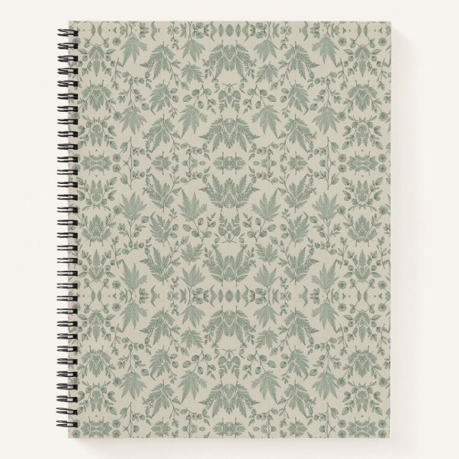 Cahier à reliure spirale avec impression de fougèr (Devant)