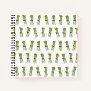 Cahier à reliure spirale avec motif d'asperges ver