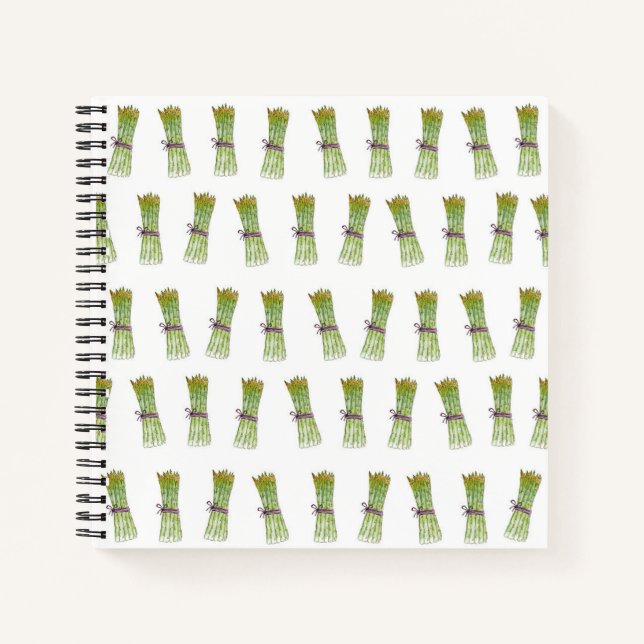 Cahier à reliure spirale avec motif d'asperges ver (Devant)