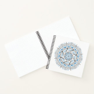Cahier à reliure spirale avec motif mandala bleu
