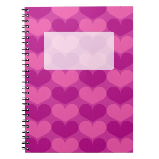 Cahier à reliure spirale avec un motif de cœur ros (Devant)