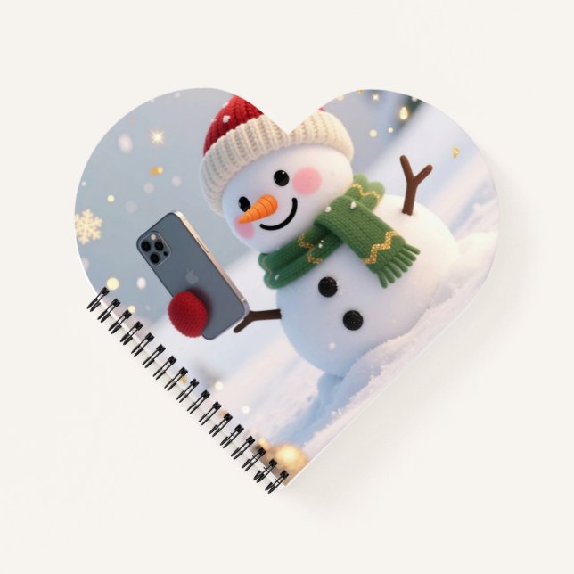 Cahier à reliure spirale Bonhomme de neige Selfie (Devant)