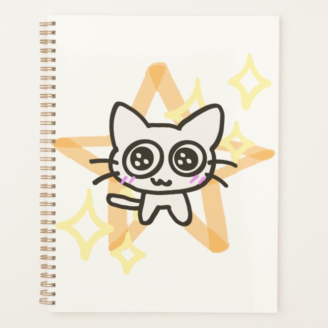 Cahier à reliure spirale Chat aux Grands Yeux Mign (Devant)