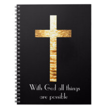 Cahier à reliure spirale Croix d'or avec Dieu