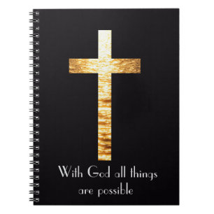 Cahier à reliure spirale Croix d'or avec Dieu