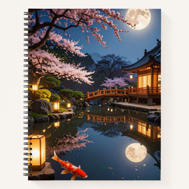 Cahier à reliure spirale du jardin japonais au cla (Devant)