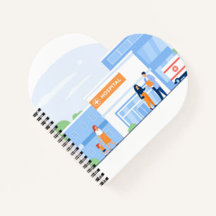 Cahier à reliure spirale en forme de cœur