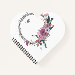 Cahier à reliure spirale en forme de cœur